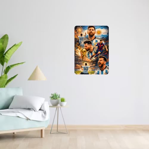 Image of Zesta Bathroom Decor Items Washroom Decor Tin Sign | Aesthetic Posters Wall Poster for Bedroom | Magnetic Cafe Decoration Items /Restaurant Decorations Items | Quirky Home Decor Bar Accent (Messi (4))