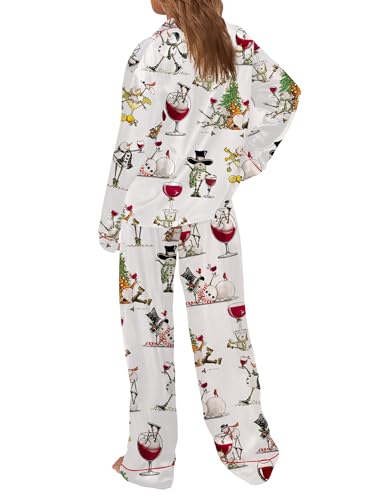 Image of SHESHOW Satin Pajamas Set for Women Set Long Sleeve Button Down Pjs Sets 2 Piece Loungewear Animal Sleepwear XS-XXL
