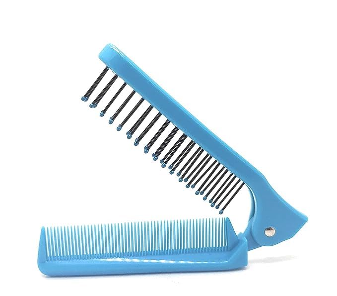 BANIRA Anti-Static Massage Fold-able Pocket Hair Comb Brush Double Headed Travel Folding Hair Brush for Girl's and Women's (MULTI COLOR))-image-28