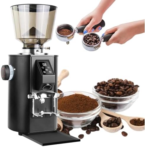 350W Flat Burr Coffee Grinder,Dual Dosing Modes,64mm Burrs,LED Di...