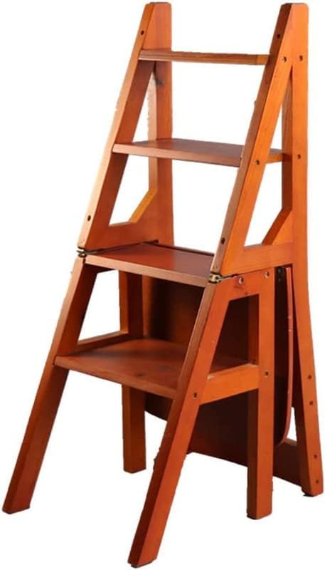 sgp wooden foldable multifunctional 2 in 1 lightweight 4 step stool for library (46l x 40w x 89h cm)