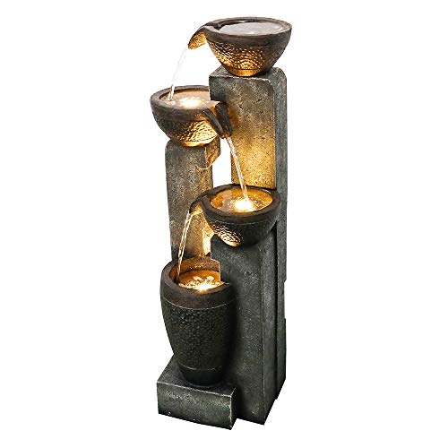 Fierre Shann Agoodping 40" 4-Tier Pots Outdoor Garden Water Fountain - Outdoor Water Fountain For Yard, Floor Patio, Backyard And Home Art Decor #TOP3