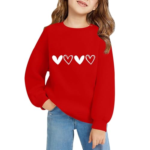 Girls and Toddlers' Heart Print Sweatshirt Crewneck Long Sleeve Pullover Tops Kids Comfy Soft Oversized Fall Winter Clothes3