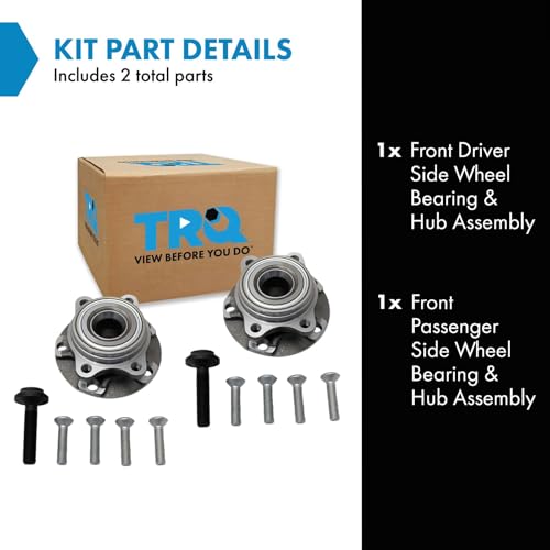 Image of TRQ Front Left and Right Wheel Bearing and Hub Assembly Set 2 Piece Compatible with 02-08 Audi A4 Quattro 02-05 A4 2006 A4 Base Model 07-08 A4 02-04 A6 02-04 A6 Quattro V6 3.0L V6 2.7L 04-08 S4