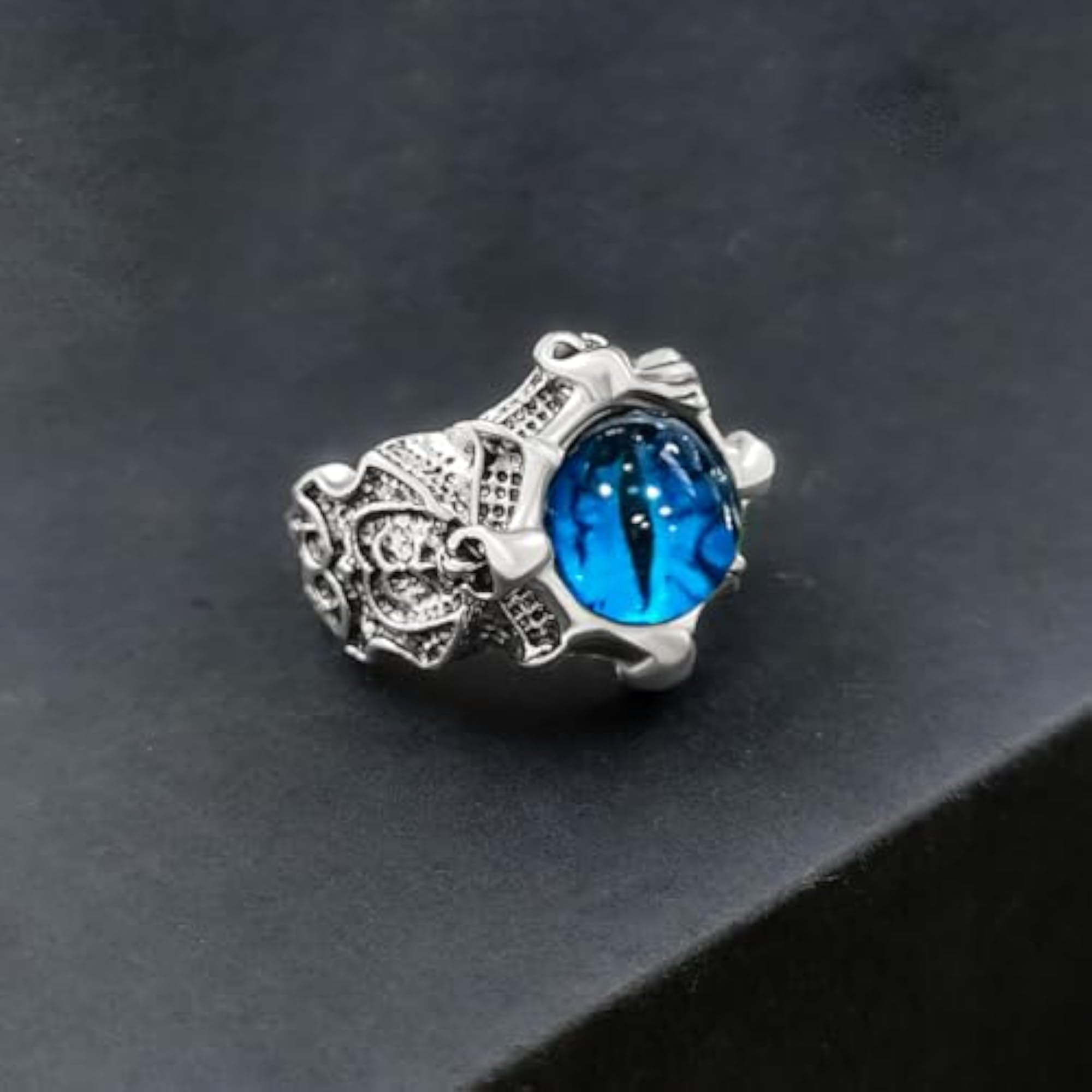 Blue Cay Eye Ring for Men, Stylish Design