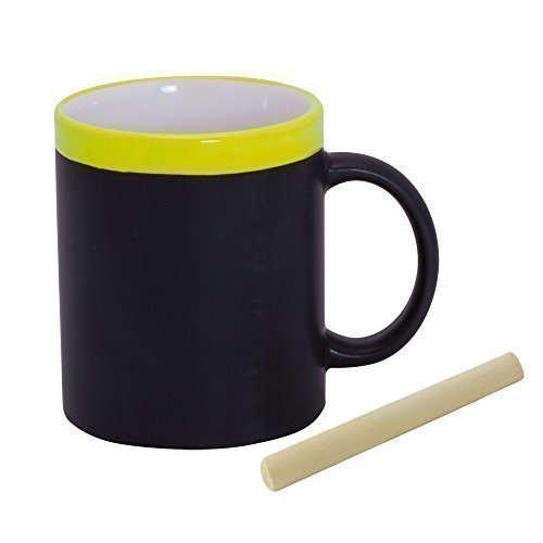 Ebuygb Yellow Chalk Mug Memo Blackboard Personalise, Ceramic,