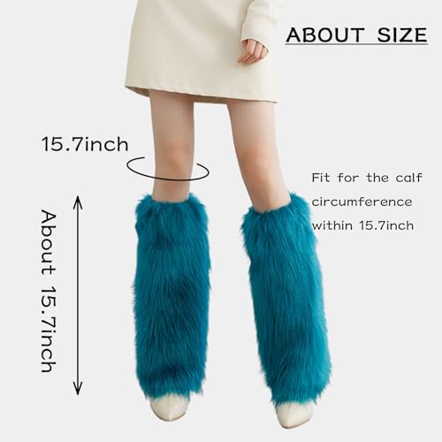 Image of Peecabe Winter Women Faux Fur Fluffy Leg Warmers Fuzzy Long Boot Covers Furry For Christmas