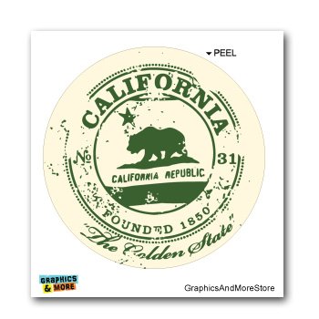GRAPHICS & MORE CA California Republic Travel Stamp Seal - Window Bumper Laptop Sticker