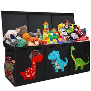 Extra Large Toy Box, Collapsible Toy Storage Organizer, Cute Pattern Toy Chest for Toddlers, Boys, Girls, 40″ x 16″ x 16″ Bin Box for Living Room Area, Playroom, Bedroom, Nursery, Closet