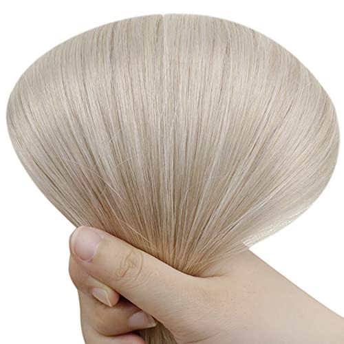 Sew in Hair Extensions Human Hair Color White Blonde Weft Hair Bundles Full Head Remy Hair Weave Weft Bundles Extensions for Women 20inch 100g per Package
