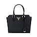 Prada Women's Saffiano Black Leather Shoulder Tote Handbag Medium 1BA113