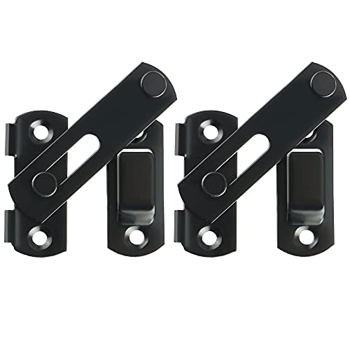 Image of Alise 2 pcs Flip Latch Gate Latch,3 inch Stainless Steel Barn Door Lock,Anti-Theft Lock,Safety Door Lock for Wooden Fence,Matte Black Finish MS9003B-2P | Heavy Duty Gate Hardware ,Security Flip Latch,Anti-theft Latch for Barn Wood Fence Sliding French Doors