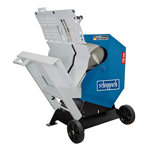 Scheppach Wippsäge WOX D700SL mit Schutzklappe und Sicherheitshebel | 700mm HW-Sägeblatt / 42Z | 400V 16A | 7500W Leistung | Phasenwender | Wippkreissäge Brennholzsäge inkl. Fahrvorrichtung