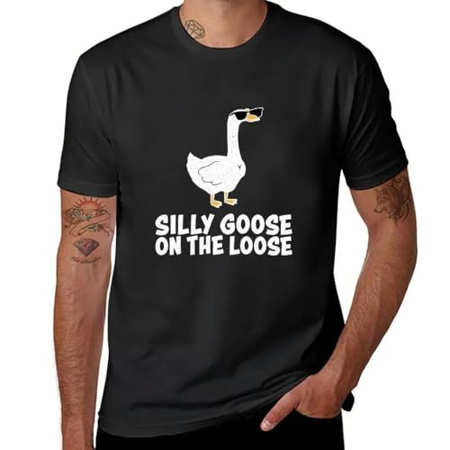 YFYCTTYL Silly Goose on The Loose T-Shirt Black L