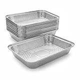 Milaloko Paquete de 20 bandejas de aluminio para hornear (31 x 21 x 5 cm) – Bandejas de aluminio desechables para hornear, asar, cocinar, almacenar alimentos y uso en fiestas