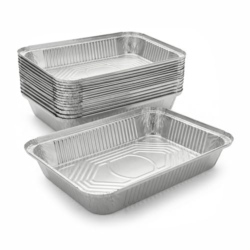 Milaloko Lot de 20 plaques de cuisson jetables en aluminium (31 x 21 x 5 cm) - Pour la cuisson, le grillage, la cuisine, le stockage des aliments et une utilisation en fête