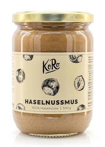 KoRo - Haselnussmus 2 x 500 g - Aus 100% Haselnüsse ohne Zucker und Salz oder andere Zusätze - Perfekt als Brotaufstrich