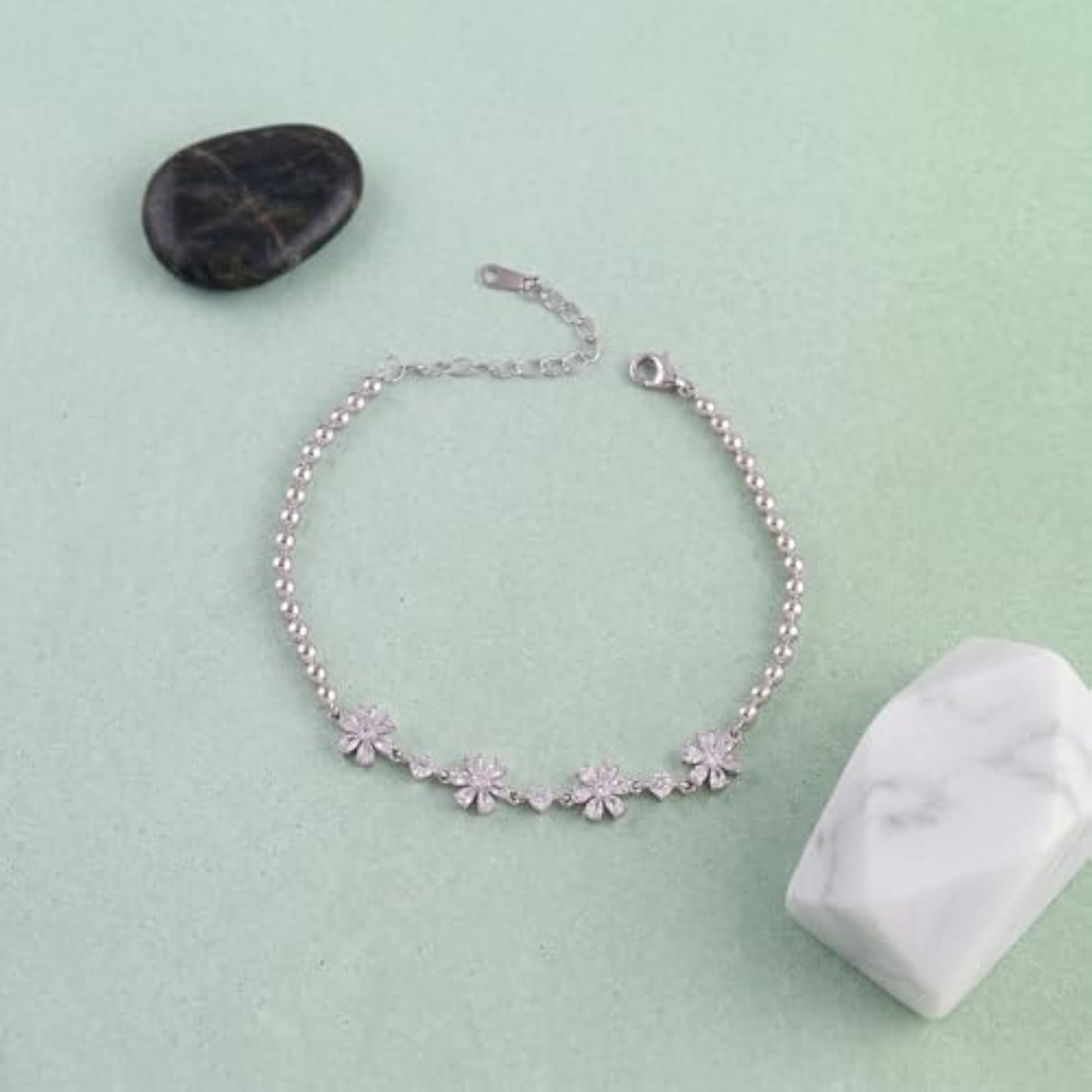 Women's 925 Sterling Floral Crystal Bracelet
