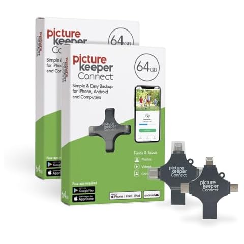 Picture Keeper Connect Photo & Video USB Flash Drive for Apple, Android and PC Devices, 64GB Thumb Drive, 2 Pack Cover
