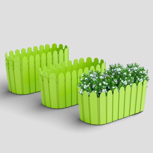 Image of YUCCABE ITALIA SHERA Fence-TRA 14 INCH Plastic Flower Pot Suitable for Inddor Outdoor Kitchen Garden