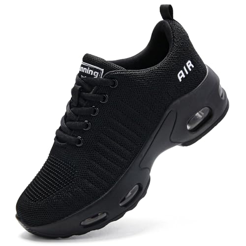 Zapatillas Running Deportivas Mujer Malla Transpirable Ligeras Amortiguacion Aire Soporte Arco Suela Resistente para Correr Gimnasio Casual Todo Negro 40 EU