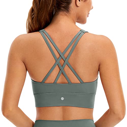Image of CRZ YOGA Butterluxe Longline Sports Bras | Light Support, Removable Pads, Yoga, Extremely Soft, Criss Cross Back, High Neck, for Women