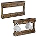 MyGift Wall-Mounted Burnt Wood 8-Hook Coffee Mug Hanging Rack, Set of 2