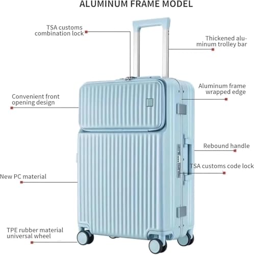 PC Hard Shell Suitcase with Aluminum Frame Portable Travel Spinner Trolley Case Carry On Luggage Built-in Side Lock2