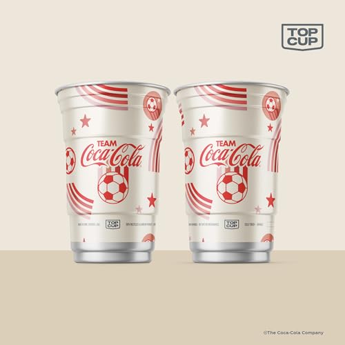 Top Cup – 20 Ounce, 20 Count, Officially Licensed Coca-Cola Soccer Theme Aluminum Party Cup | Cold-Holding, Recyclable, Made in USA - view 1