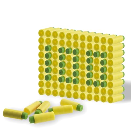 EKIND Foam Soft Darts, 100 Rounds of Highly Accurate Half-Length Soft Darts, Compatible for NERF Pro Stryfe X and Dart Zone Pro Soft Short Darts (Yellow)