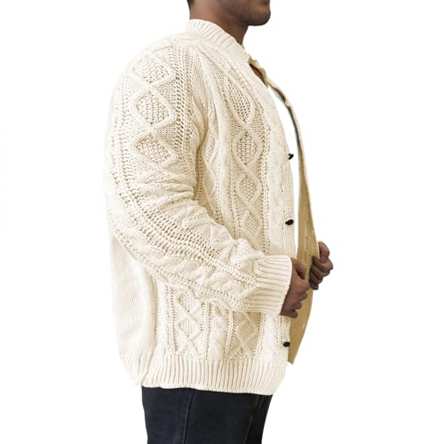 Mens Cardigan Sweaters with Buttons Men's Shawl Collar Cardigan Sweaters Cable Knitted Sweater with Button Acrylic M-4XL2