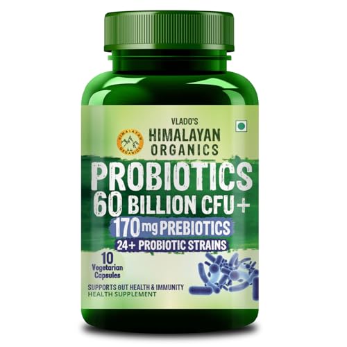 Image of Vlado's Himalayan Organic Probiotics 60 Billion CFU + 170Mg Prebiotics + 24 Strains Supplement - 10 Veg Capsules