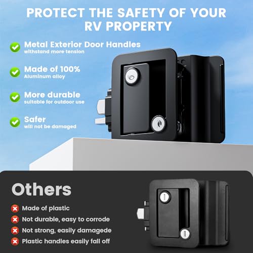 Image of RV Door Lock, Camper Door Lock with Deadbolt, 2 Locks Same Key