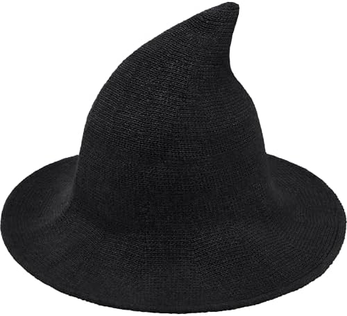 Halloween Witch Hat for Women Wide Brim Foldable Halloween Party ...