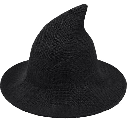 Doitory Halloween Witch Hat for Women Wide Brim Foldable Halloween