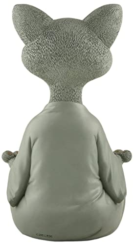 12" Whimsical Grey Cat Buddha Meditating Garden Statue Indoor Outdoor Sculpture - Happy Cat Collection - Cat Lover Gifts For Women, Yoga Gifts For Women, Decorations For Patio Yard Lawn Porch #TOP5