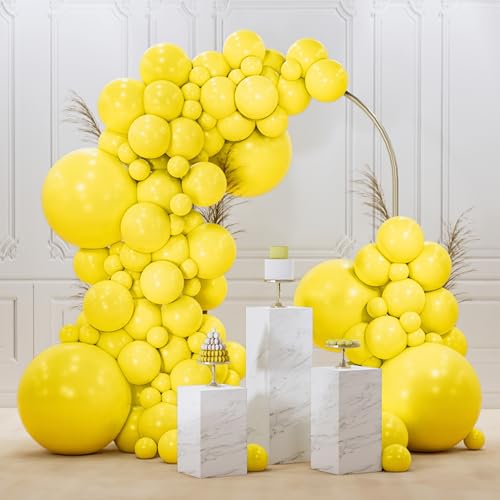 Image of PartyWoo Yellow Balloons 145pcs Different Sizes of 18 12 10 5 Inch Matte Yellow Latex Balloon Arch Kit Garland for Easter Bee Baby Shower Sunflower Birthday Graduation Party Decorations Yellow-Y55