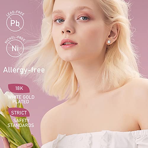 Jstyle 8 Pairs Hypoallergenic Screw Back Earrings for Girls Women 316L Stainless Steel Tiny CZ Pearl Heart Flower Butterfly Unicorn Screwback Earrings Studs Set Multicolored3