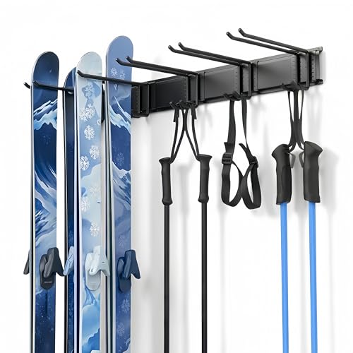 SopimusZ Skiaufbewahrung Skihalter für 10 Paare Ski Snowboard Rack Wandhalterung,Haus und Garage Ski Storage Rack Wandhalterung hält 300LBS/136KG