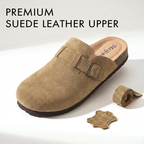 Genuine Leather Footbed Clogs Womens Shoes Sandals Women Comfortable Arch Support Women's Mules & Clogs Sandals, Chestnut/02, 9 US - image 3