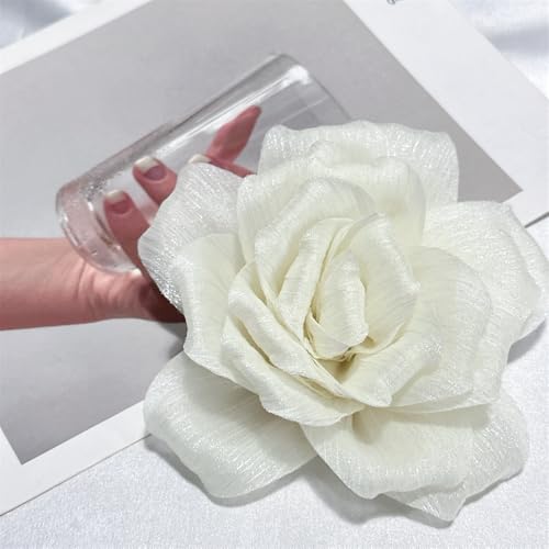 Image of Flash Camellia Flower Brooch Pin for Women Men Elegant Texture Fabric Dahlia Rose Floral Brooches Lapel Pins Dainty Wedding Holiday Party Costume Dress Accessories Jewelry