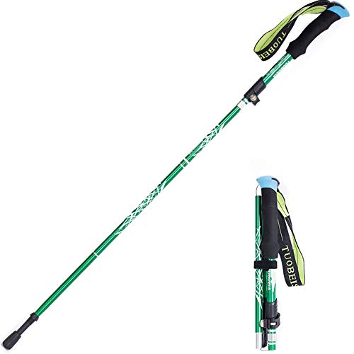 Bâton de randonnée pliable en aluminium vert contre la fatigue