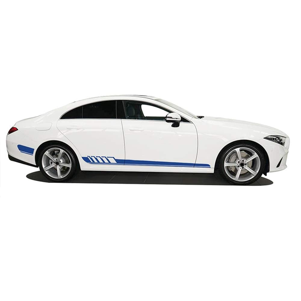 UNCLE LIAO Car Side Skirt For Mercedes Benz CLS Class W219 C219 W218 C218 X218 C257 CLS63 AMG Auto Car Door Sticker Side Step Skirt.,Blue