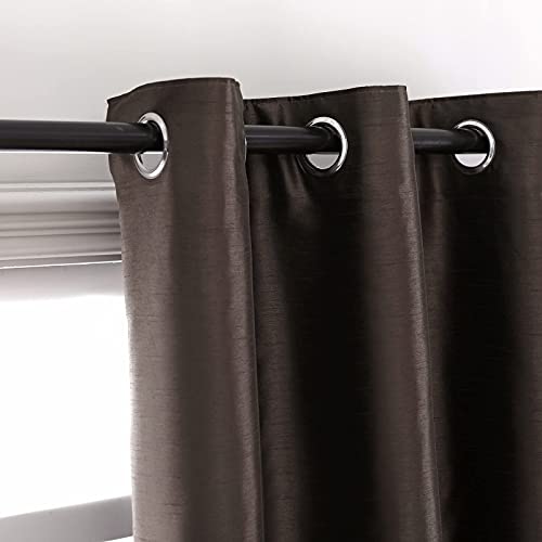 Image of GYROHOME Extra Wide Coffee /Brownout Curtain for Sliding Glass Door, Faux Silk Coffee /Brownout Curtains Fully Lined Solid Window Treatment Drapes (1Panel,100x120inch,Coffee /Brown)