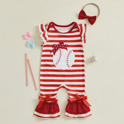 Baby Girl Baseball Outfit Newborn Romper Jumpsuits Sleeveless One Piece Clothes Cute Infant Summer Clothing2