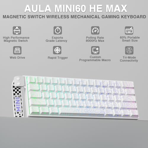 Image of Aula MINI60 HE MAX Wireless Gaming Keyboard 60% Magnetic Switch Keyboard