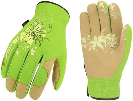 Vgo... Gardening Gloves Ladies,Safety Work Gloves,Puncture-proof,Thornproof,Touchscreen(SL7471,Green,L,1Pair)