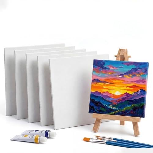 SoulAbiti Blank Canvas Panels for Painting, 4x4 Inch (Set of 6) - 100% Cotton, Triple Gesso Primed - Small Square Canvas Boards for Acrylic, Oil, Fluid Art & Crafting - Ideal for Artists & Kids-image-6