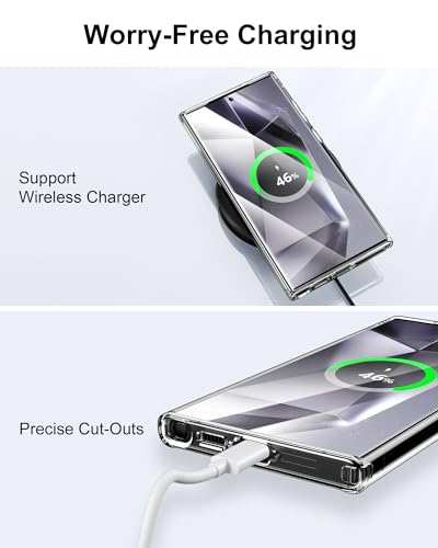 Image of HOOMIL Case for Samsung Galaxy S24 Ultra 6.8-Inch, Non-Yellowing, Drop Protection, Anti-Scratch Transparent Hard Back Phone Cover - Black Clear