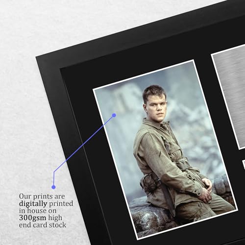 Autógrafo de Matt Damon en Saving Private Ryan para decorar tu sala de cine en casa con marco A4 4
